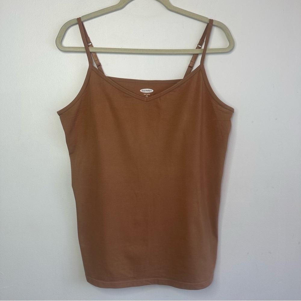 Old Navy Brown / Beige First Layer V Neck Tank Camisole Size 1X Plus Size - Picture 1 of 6
